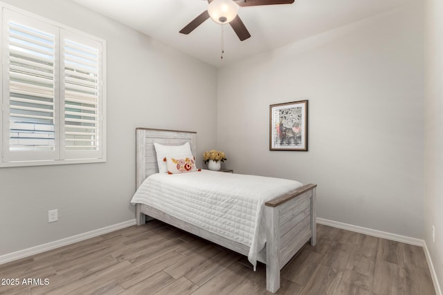 3474 W Dreamy Draw Dr, Queen Creek, AZ 85144 - bedroom with wood finished floors, baseboards, and a ceiling fan