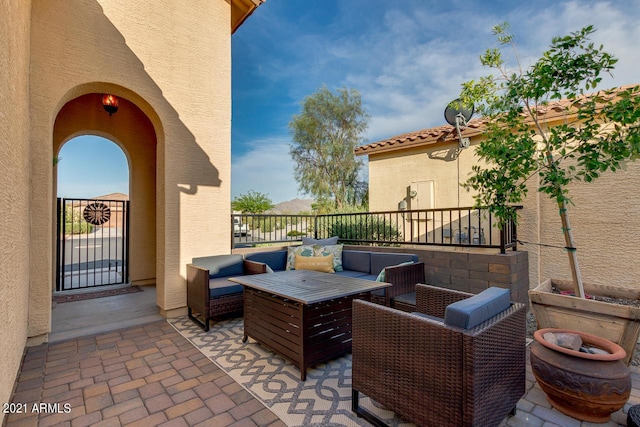 view of patio featuring an outdoor living space