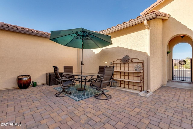 view of patio featuring outdoor dining space