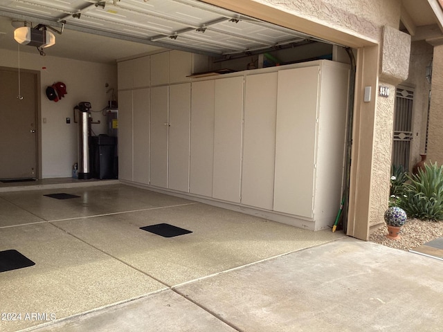 garage with a garage door opener