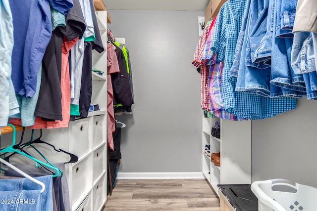 spacious closet with hardwood / wood-style floors