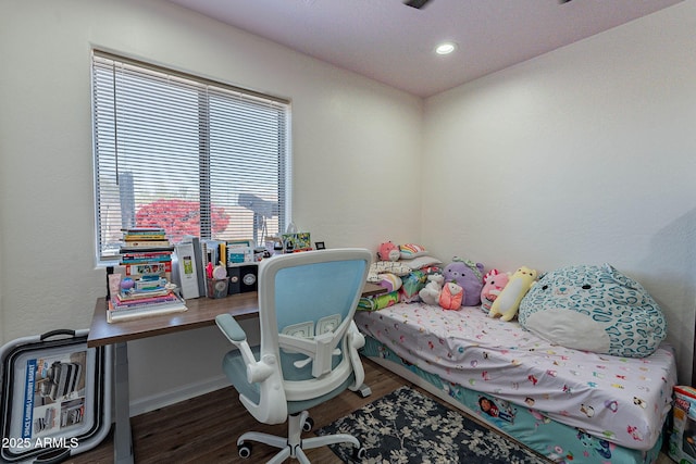 2714 E Valencia Dr, Phoenix, AZ 85042 - office with wood finished floors, baseboards, recessed lighting, and a view of city