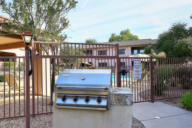 view of patio with area for grilling