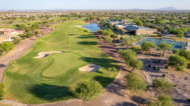 7790 W Noble Prairie Way, Florence, AZ 85132 - aerial view with a water and mountain view, a residential view, and golf course view