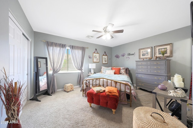 11207 W Turney Ave, Phoenix, AZ 85037 - bedroom with a closet, carpet flooring, baseboards, and a ceiling fan