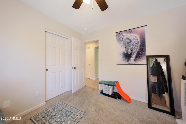 11207 W Turney Ave, Phoenix, AZ 85037 - recreation room with ceiling fan, carpet, and baseboards