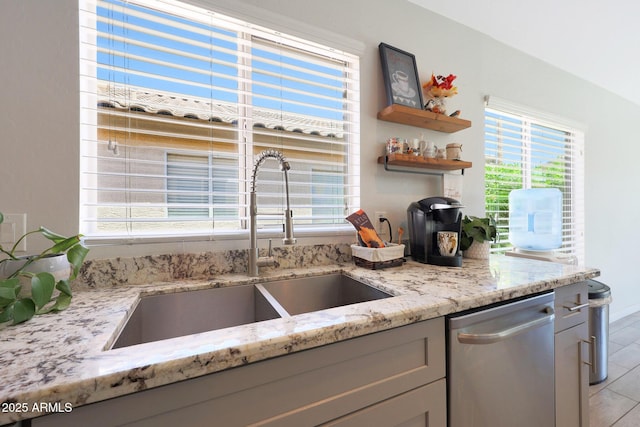 11207 W Turney Ave, Phoenix, AZ 85037 - kitchen featuring dishwasher, a sink, healthy amount of natural light, and light stone countertops