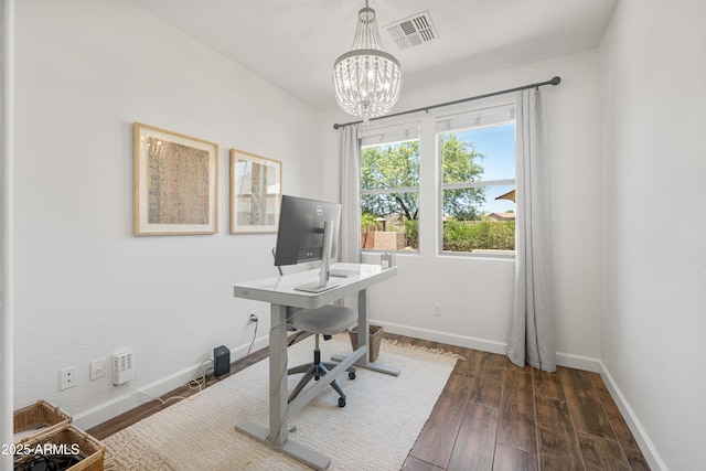 1812 E Parkside Ln E, Phoenix, AZ 85024 - office space featuring a chandelier and dark wood finished floors