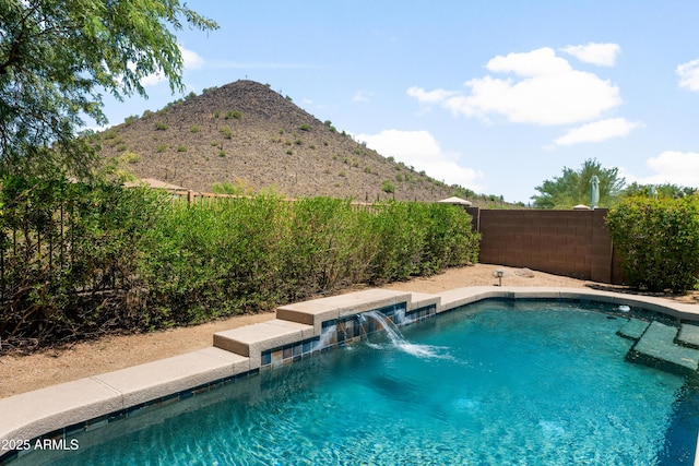 1812 E Parkside Ln E, Phoenix, AZ 85024 - view of swimming pool featuring a fenced backyard and a mountain view