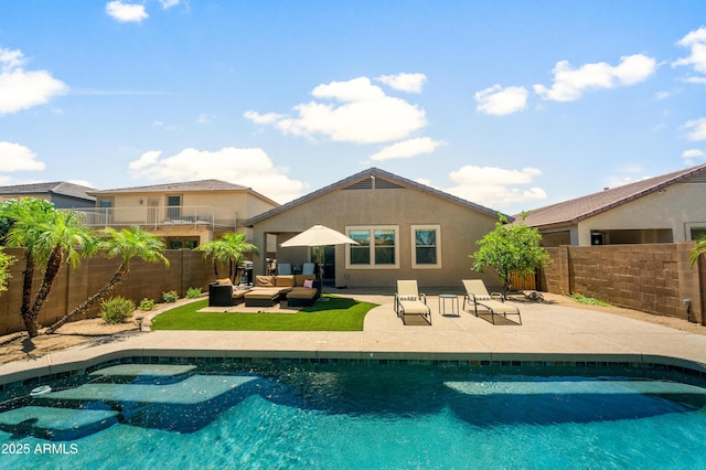1812 E Parkside Ln E, Phoenix, AZ 85024 - view of swimming pool featuring an outdoor hangout area, a fenced backyard, and a patio area