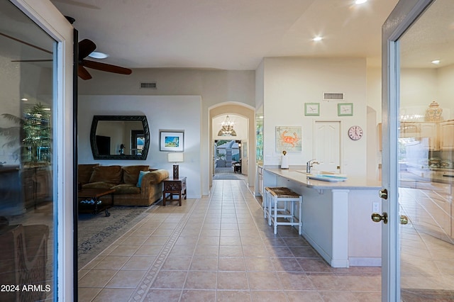 interior space featuring light tile patterned floors