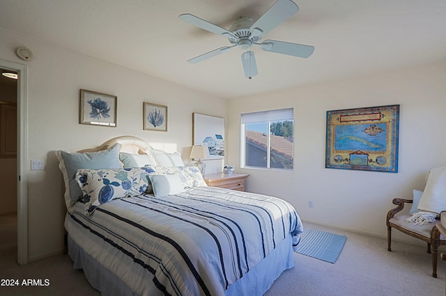 bedroom with carpet and ceiling fan