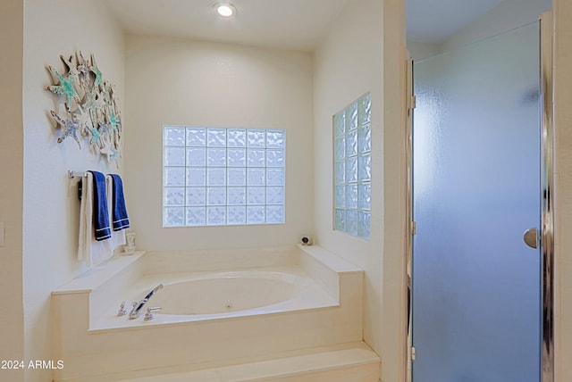 bathroom with separate shower and tub