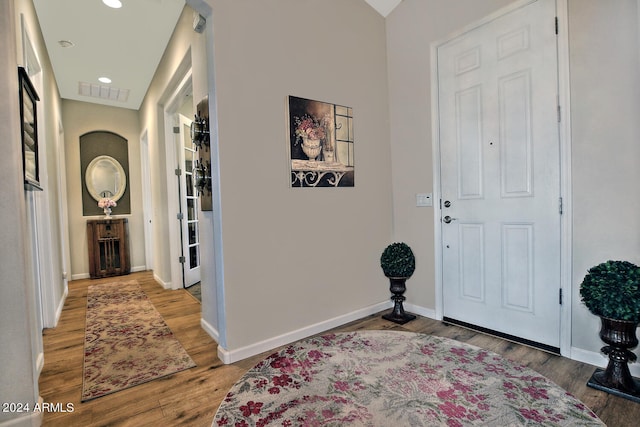 foyer entrance featuring wood-type flooring