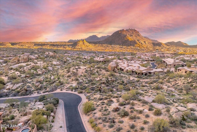 view of mountain feature with a residential view