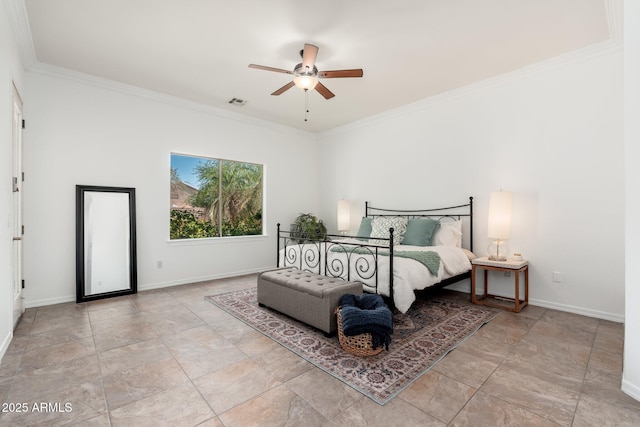 13034 W Krall Ct, Glendale, AZ 85307 - bedroom with ornamental molding and a ceiling fan