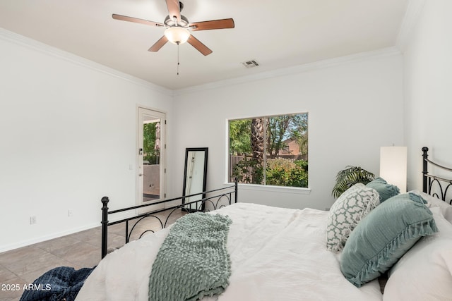 13034 W Krall Ct, Glendale, AZ 85307 - bedroom with ornamental molding and ceiling fan