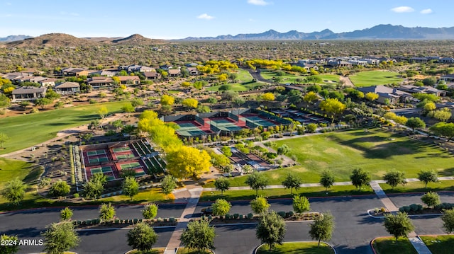 bird's eye view with a mountain view