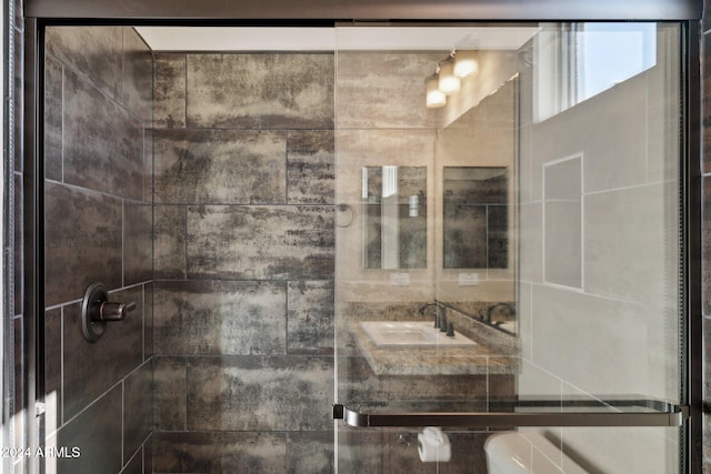 bathroom featuring walk in shower