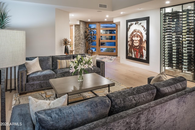 living room featuring light hardwood / wood-style flooring