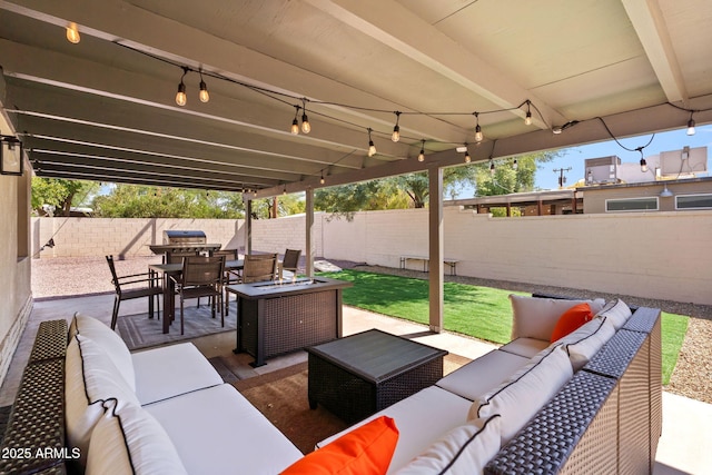 5833 N 10th St, Phoenix, AZ 85014 - fenced backyard featuring an outdoor living space, a patio area, and outdoor dining area
