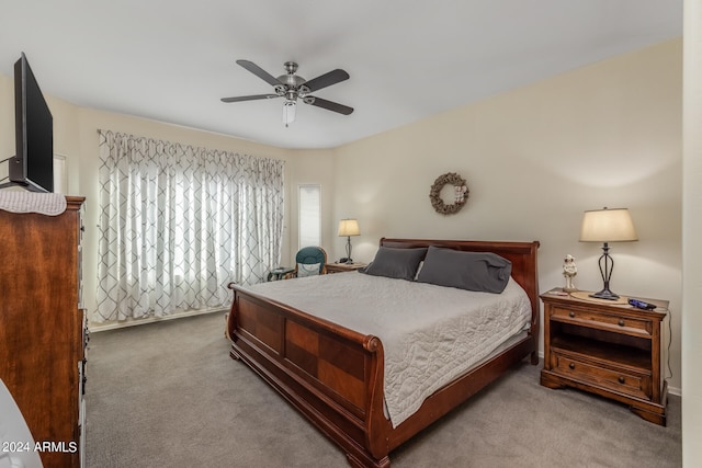 bedroom featuring carpet and ceiling fan