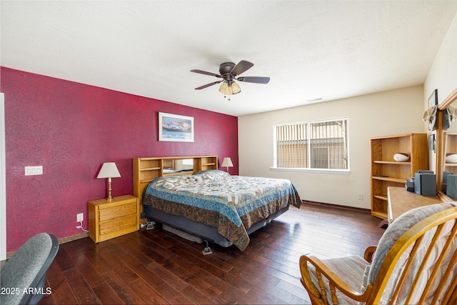 630 W Cattle Drive Trl, Flagstaff, AZ 86005 - bedroom with ceiling fan, baseboards, visible vents, and hardwood / wood-style flooring