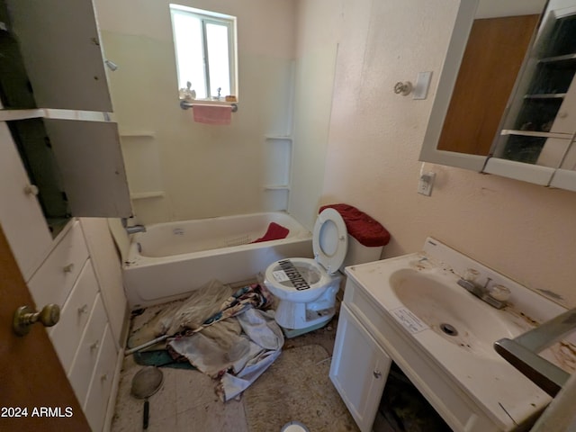 full bathroom with vanity, toilet, and shower / bath combination