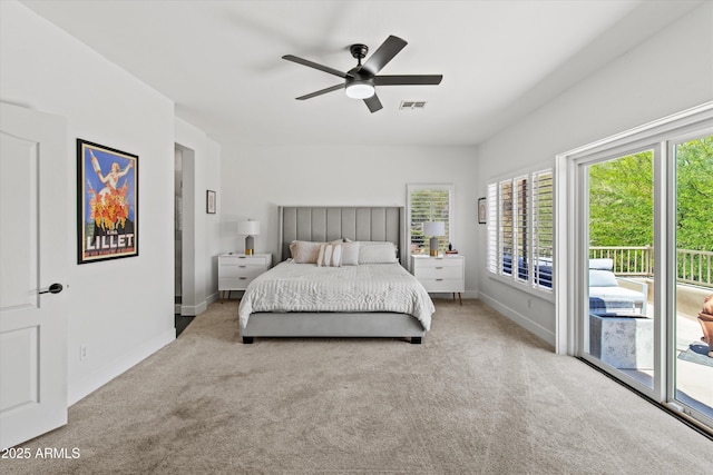 10415 E Rosemary Ln, Scottsdale, AZ 85255 - bedroom with carpet, access to exterior, baseboards, and ceiling fan