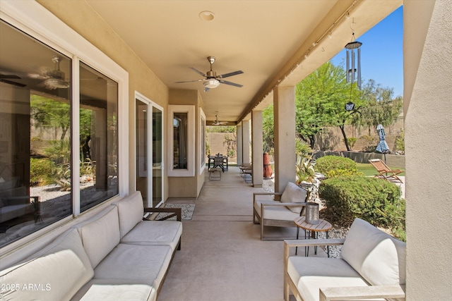 10415 E Rosemary Ln, Scottsdale, AZ 85255 - view of patio featuring a ceiling fan and an outdoor living space