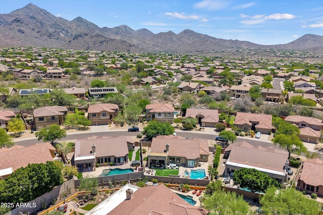 10415 E Rosemary Ln, Scottsdale, AZ 85255 - aerial view of residential area with a pool area and a mountainous background