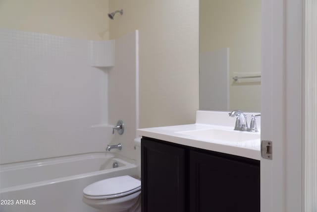 full bathroom featuring vanity, toilet, and shower / tub combination