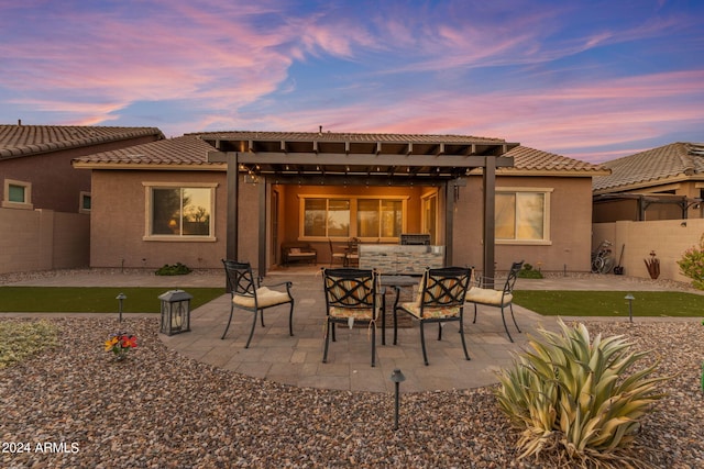 exterior space with a pergola