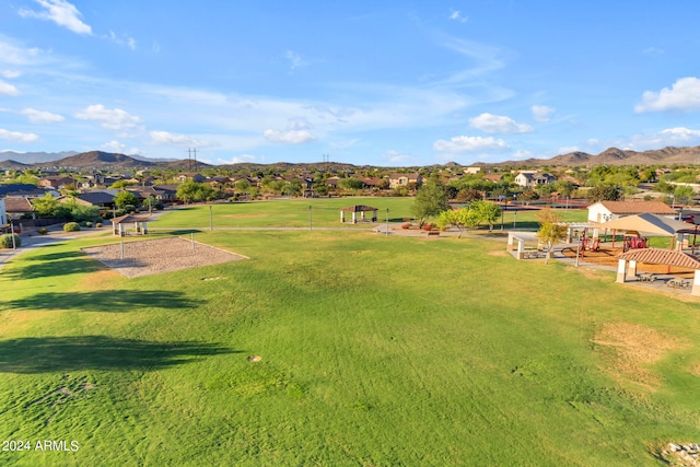 bird's eye view featuring a mountain view