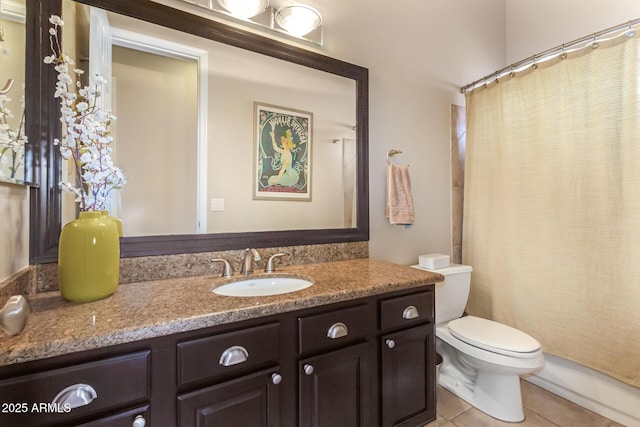 6719 N 15th Ave, Phoenix, AZ 85015 - full bath with toilet, vanity, tile patterned flooring, and a shower with shower curtain