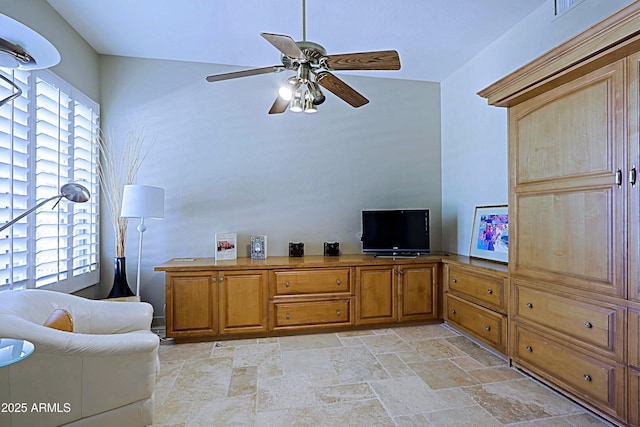32516 N 68th Pl, Scottsdale, AZ 85266 - living area featuring light stone finish flooring and a ceiling fan