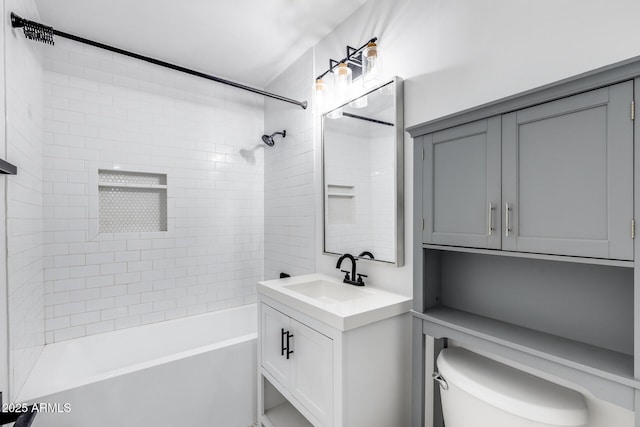 2336 E Flower St, Phoenix, AZ 85016 - bathroom with shower / bathtub combination, vanity, and toilet