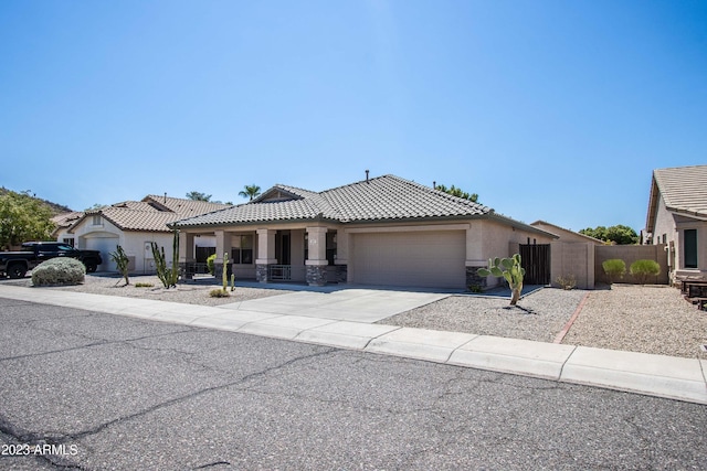 view of front of property featuring a garage