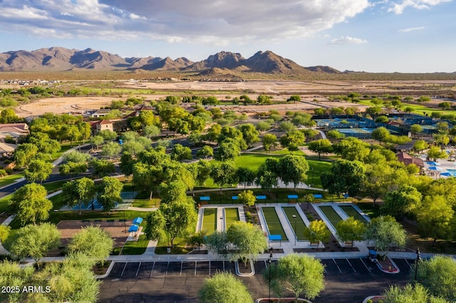 bird's eye view featuring a mountain view