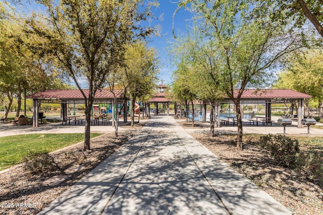 view of community with a gazebo