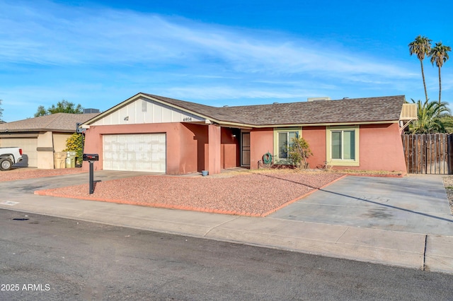 single story home featuring a garage