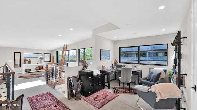 6525 E Cave Creek Rd Unit 40, Cave Creek, AZ 85331 - living area with carpet flooring, recessed lighting, and a desk