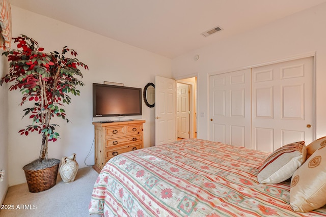 bedroom with a closet and carpet flooring