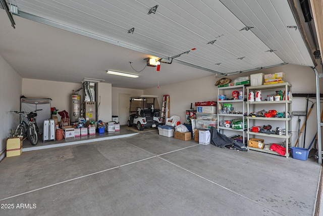 garage featuring water heater