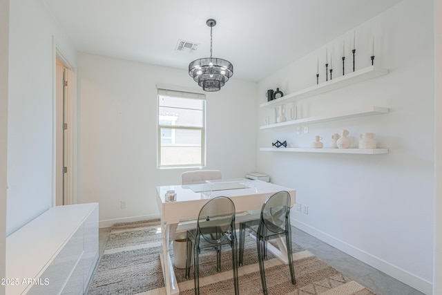 21595 S 225th Way, Queen Creek, AZ 85142 - dining room featuring baseboards, a notable chandelier, and visible vents