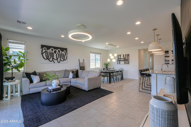21595 S 225th Way, Queen Creek, AZ 85142 - living area with recessed lighting, visible vents, and light tile patterned flooring