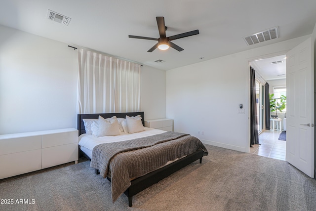 21595 S 225th Way, Queen Creek, AZ 85142 - bedroom featuring carpet flooring, ceiling fan, and visible vents