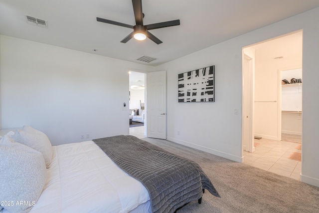 21595 S 225th Way, Queen Creek, AZ 85142 - bedroom featuring light colored carpet, a ceiling fan, visible vents, and baseboards