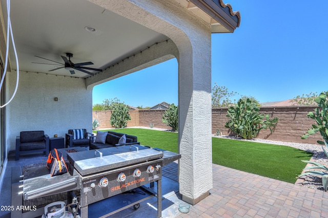 21595 S 225th Way, Queen Creek, AZ 85142 - view of patio / terrace featuring a fenced backyard and a ceiling fan