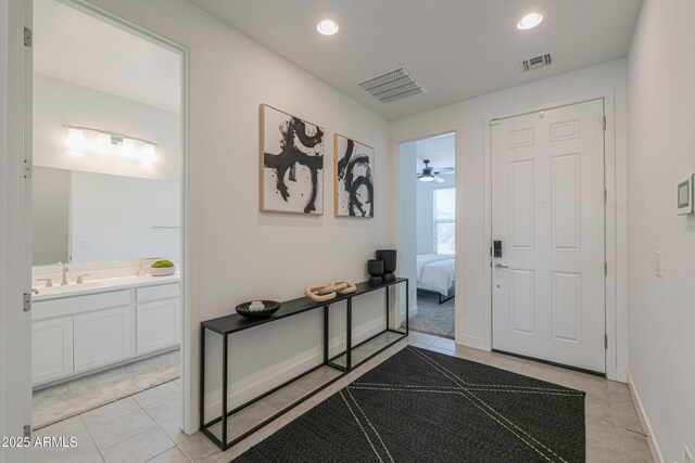 21595 S 225th Way, Queen Creek, AZ 85142 - foyer entrance featuring recessed lighting, visible vents, and light tile patterned floors